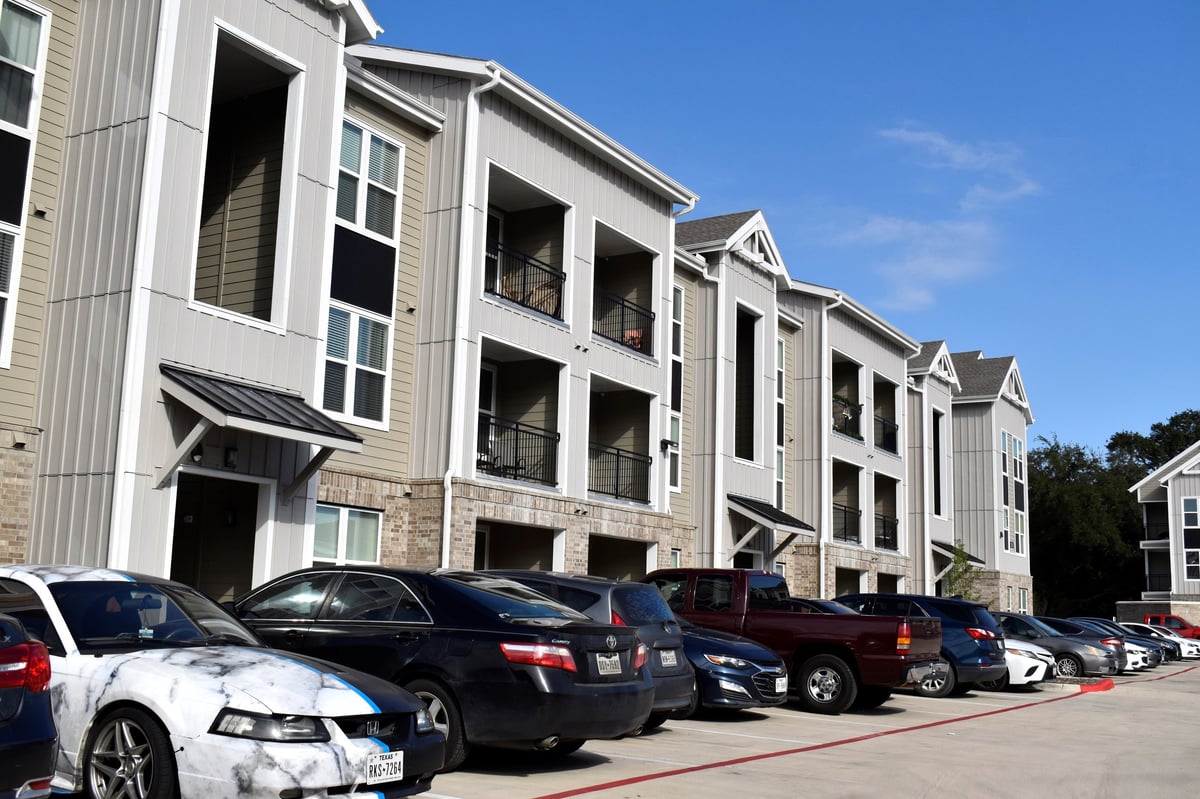 Houston, TX USA November 27, 2025 - A beautiful portrait of modern affordable apartment complexes in the heart of Houston Texas.